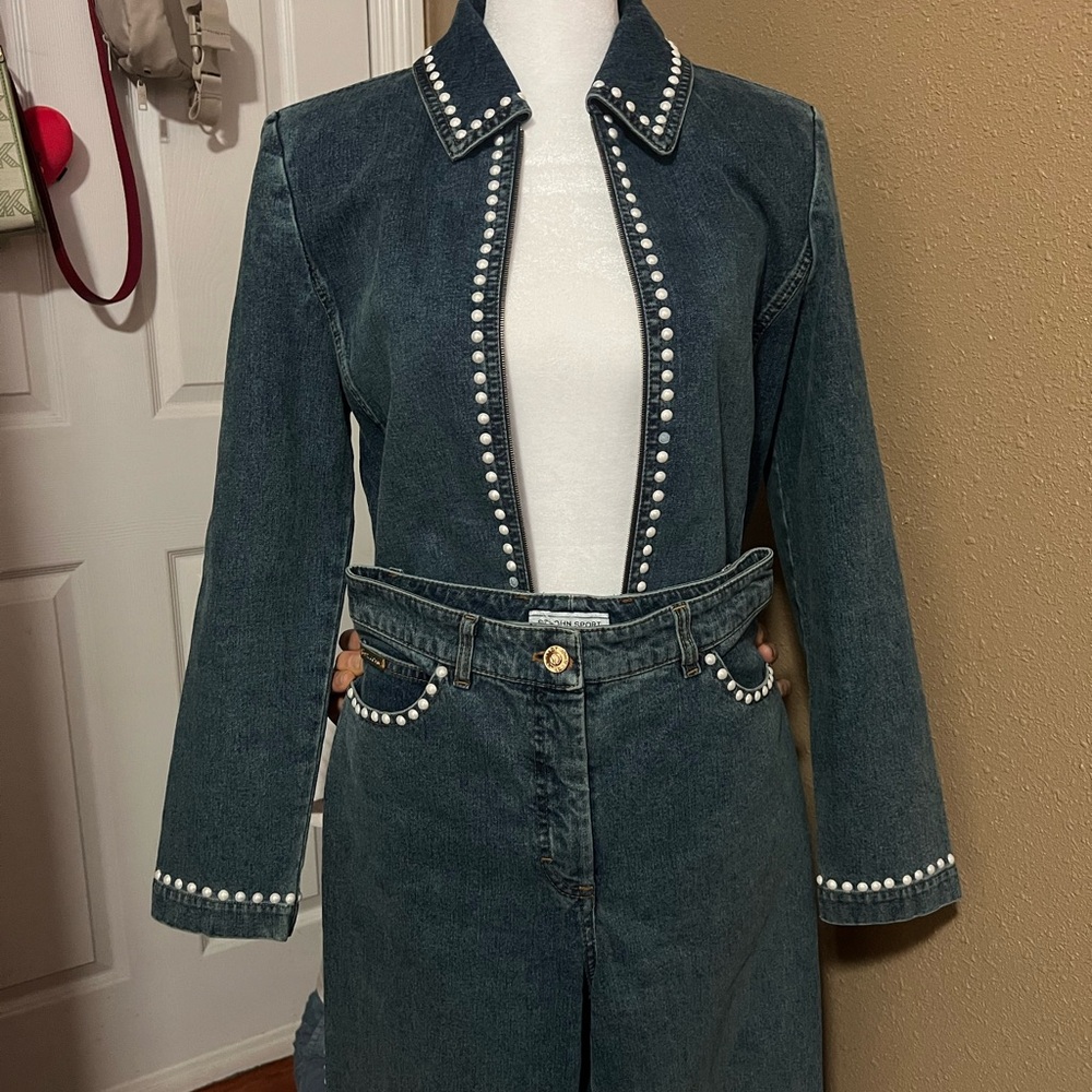 St. John Sport Women's Denim Jacket and Jeans Set